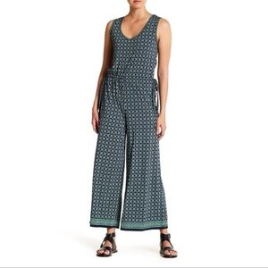 Max Studio Women's Sleeveless Patterned Jumpsuit - Blue and Green